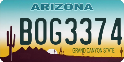 AZ license plate BOG3374