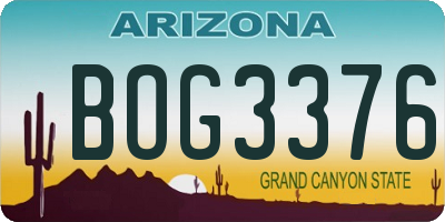 AZ license plate BOG3376