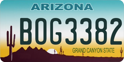 AZ license plate BOG3382