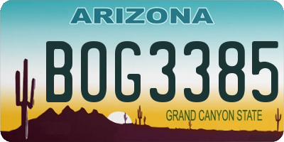 AZ license plate BOG3385
