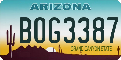 AZ license plate BOG3387