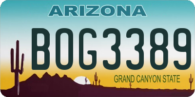AZ license plate BOG3389