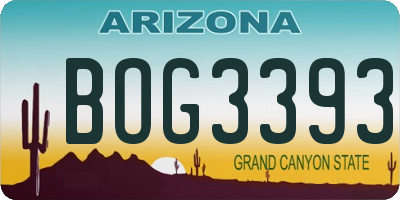 AZ license plate BOG3393