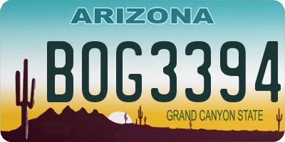AZ license plate BOG3394