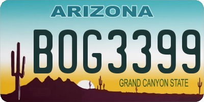 AZ license plate BOG3399
