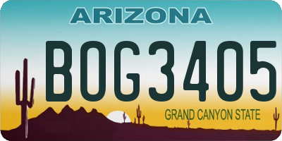 AZ license plate BOG3405
