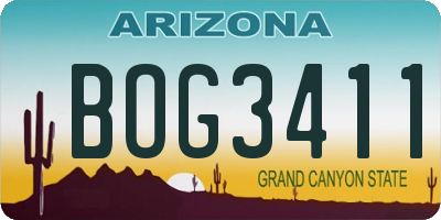 AZ license plate BOG3411
