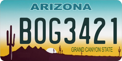 AZ license plate BOG3421
