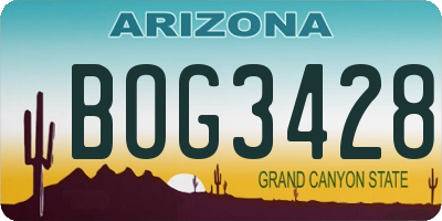 AZ license plate BOG3428