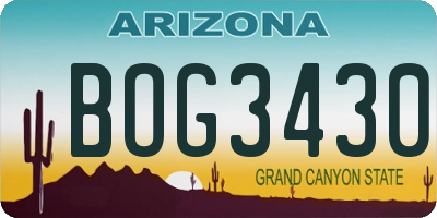 AZ license plate BOG3430