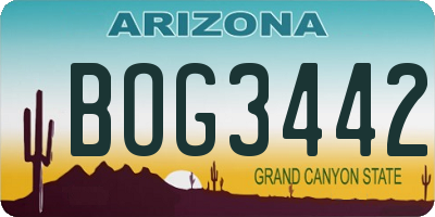 AZ license plate BOG3442