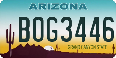 AZ license plate BOG3446