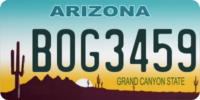 AZ license plate BOG3459