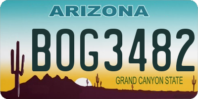 AZ license plate BOG3482