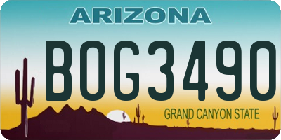 AZ license plate BOG3490