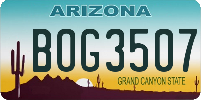 AZ license plate BOG3507