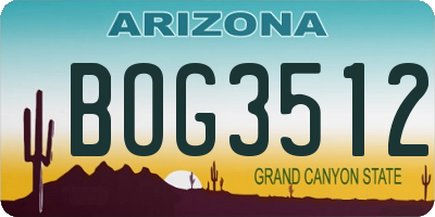 AZ license plate BOG3512