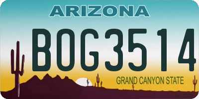 AZ license plate BOG3514