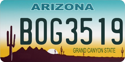 AZ license plate BOG3519