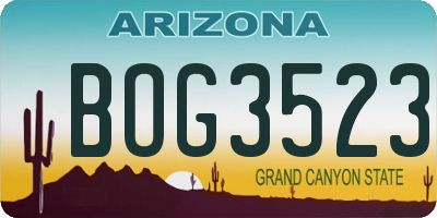 AZ license plate BOG3523