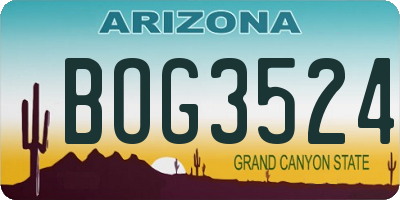 AZ license plate BOG3524