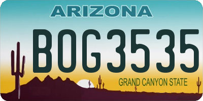 AZ license plate BOG3535