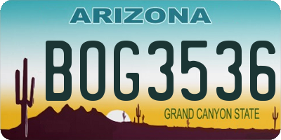 AZ license plate BOG3536