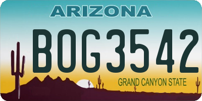 AZ license plate BOG3542