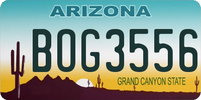AZ license plate BOG3556