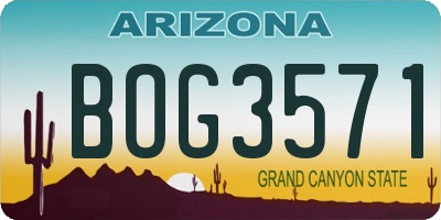 AZ license plate BOG3571