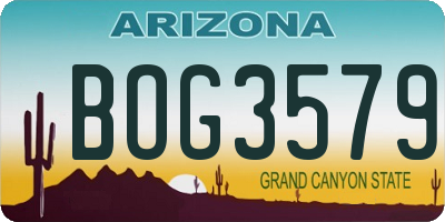 AZ license plate BOG3579