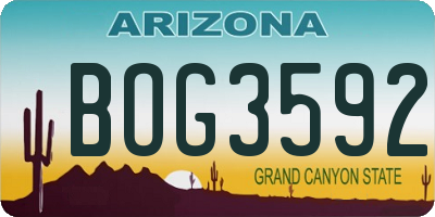 AZ license plate BOG3592