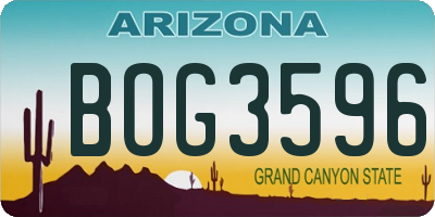 AZ license plate BOG3596