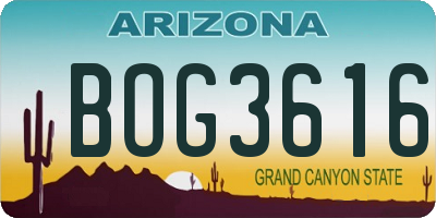 AZ license plate BOG3616