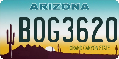 AZ license plate BOG3620