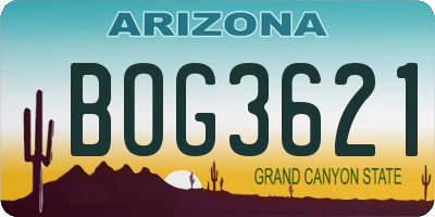 AZ license plate BOG3621