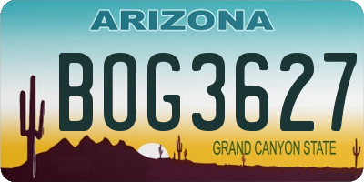 AZ license plate BOG3627