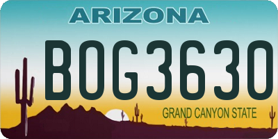 AZ license plate BOG3630