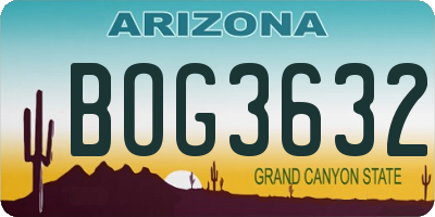 AZ license plate BOG3632