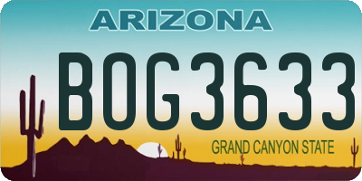 AZ license plate BOG3633