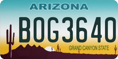 AZ license plate BOG3640