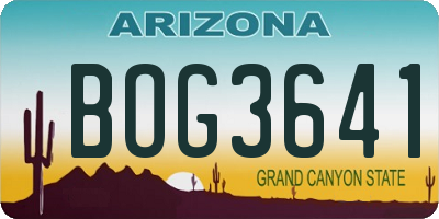 AZ license plate BOG3641