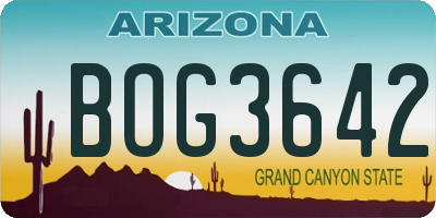 AZ license plate BOG3642