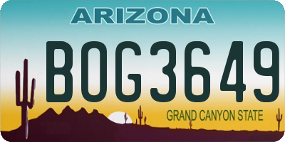 AZ license plate BOG3649