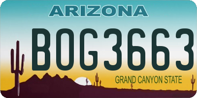 AZ license plate BOG3663