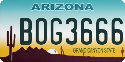 AZ license plate BOG3666