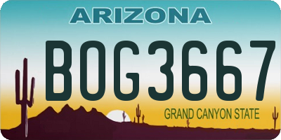 AZ license plate BOG3667
