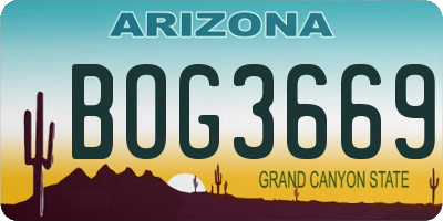 AZ license plate BOG3669