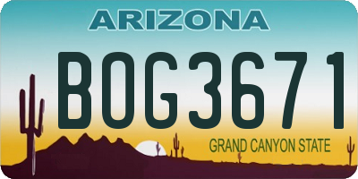 AZ license plate BOG3671