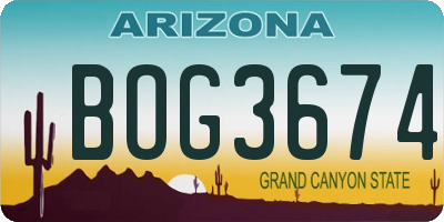 AZ license plate BOG3674